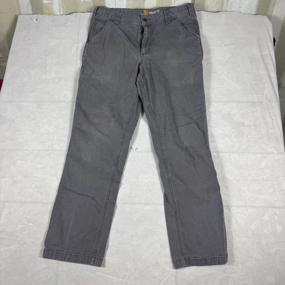 Carhartt Relaxed Fit‎ Carpenter Pants Mens Gray Stretch Workwear Size 34x32